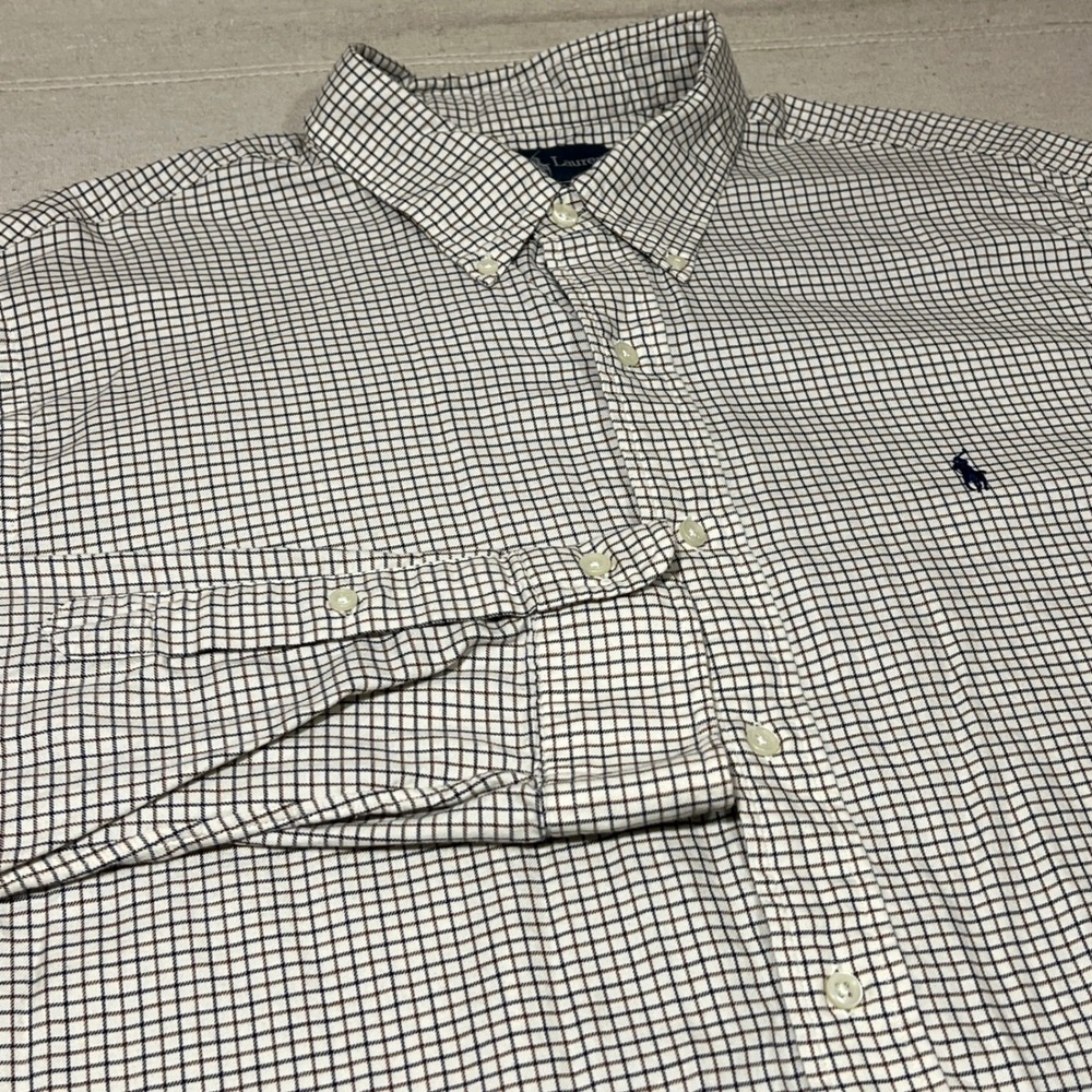Ralph Lauren Custom Fit XXL Checkered Button Down Shirt Long Sleeve